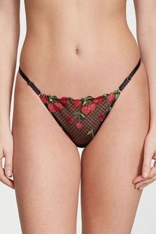 Victoria's Secret Cherry Black Thong Embroidered Knickers (P95650) | €11.50