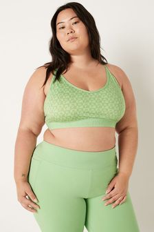 Victoria's Secret PINK Soft Jade Green Check Lightly Lined Low Impact Sports Bra (P95710) | kr338