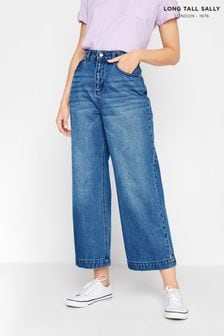 Long Tall Sally Blue Denim Wide Leg Crop Jean (P95837) | DKK375