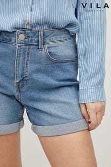 VILA Blue Roll Hem Denim Shorts (P95988) | €29