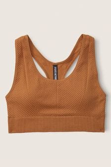 Victoria's Secret PINK Warm Brown Seamless Lightly Lined Low Impact Racerback Sports Bra (P96017) | €15