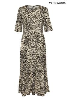 VERO MODA Black Jersey Short Sleeve Printed Maxi Dress (P96114) | $42
