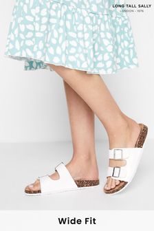 Long Tall Sally White Wide-Fit Buckle Footbed Sandal (P96279) | ₪ 112