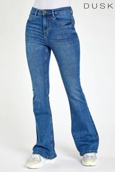 Dusk Blue Flared High Waist Cotton Jeans (P96467) | $63