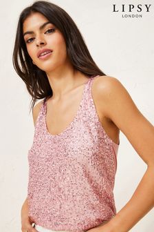 Lipsy Pink Sequin Sequin Front Vest (P96496) | ₪ 86
