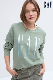 Grün - Gap Langärmeliges Sweatshirt mit Rundhalsausschnitt und Logo (P96548) | 31 €