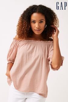 Gap Pink Cotton Modal Scoop Neck Puff Sleeve Top (P96849) | €23