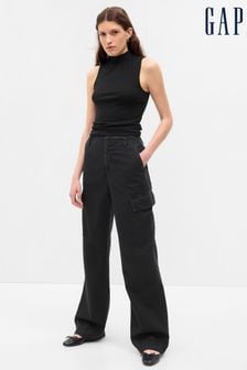 Black - Gap Loose Cotton Chino Cargo Trousers (P96908) | kr1 100