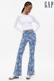 Gap Blue LoveShackFancy High Rise Floral '70s Flare Jeans (P96915) | €34
