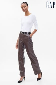 Gap Brown Mid Rise Faux-Leather Loose Trousers (P96917) | kr844