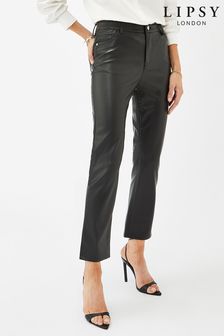 Lipsy Black faux leather Megan Straight Leg Jean (P96969) | 15 BD