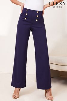 Lipsy Navy Military Button Regular High Waist Trousers (P96978) | ₪ 105