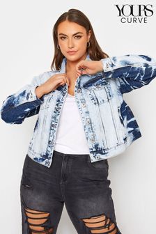 Womens Yours Curve Limited Tie Dye Denim Jacket - Black