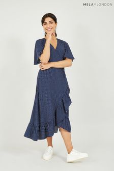 Mela Blue Spotted Wrap Midi Dress (P97245) | €31