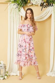 Yumi Pink Butterfly Print Bardot Dress (P97252) | €31