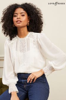 Love & Roses Ivory Lace Pintuck Blouse (P97278) | OMR16