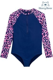 Harry Bear Pink Leopard Print Girls  Swimsuit (P97337) | €22.50