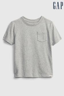Light Grey - Gap Pocket Short Sleeve Crew Neck T-shirt (6mths-5yrs) (P97494) | kr110