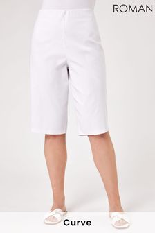 Roman White Curve Knee Length Stretch Shorts (P97897) | 30 €