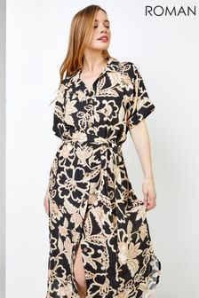 Roman Black Petite Floral Print Shirt Dress (P98010) | 54 €