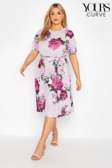Yours Curve Pink London Floral Puff Sleeve Dress (P98380) | $71