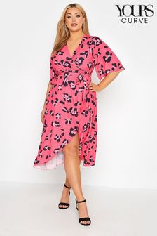 Yours Curve Pink Animal Print London Wrap Dress (P98393) | 155 zł
