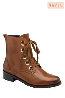 Ravel Brown Leather Lace-Up Ankle Boots (P98411) | 128 €