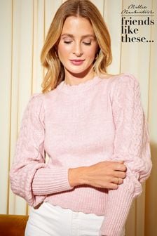 Friends Like These Pink Cable Knit Long Sleeve High Neck Jumper (P98477) | kr770