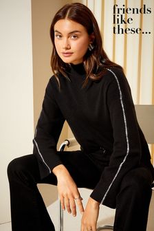 Friends Like These Black Whipstitch Jumper (P98489) | 30 €