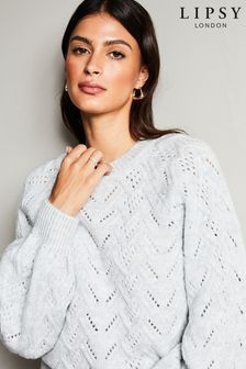 Lipsy Pointelle Kuscheliger Strick-Pullover mit langen Puffärmeln (P98504) | 29 €