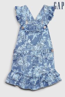 Gap Blue LoveShackFancy Toddler Floral Denim Pinafore Dress (P98798) | €27