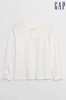 Blanc - T-shirt Gap Henley à poche et manches longues (4-13 ans) (P98853) | €14