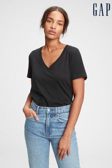 Gap Black Organic Cotton Vintage Short Sleeve V-Neck T-Shirt (P99001) | €8