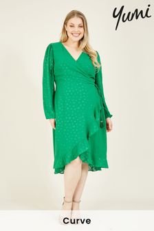 Yumi Green Curve Spotted Wrap Dress (P99193) | 165 zł