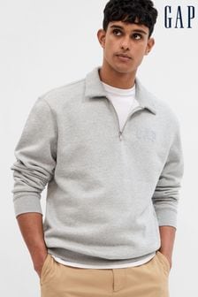 Gap Grey Mini Arch Logo Half-Zip Up Long Sleeve Sweatshirt (P99246) | €25