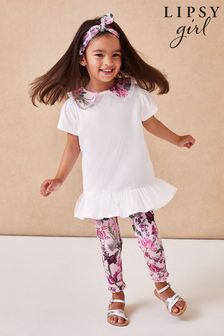 Lipsy White Floral Mini Top and Legging Set (P99314) | INR 2,867 - INR 3,197