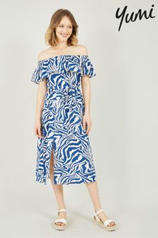Yumi Blue Zebra Print Bardot Dress (P99779) | €29