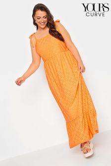 Yours Curve Orange Sleeveless Maxi Broidery Dress (Q00596) | €22.50