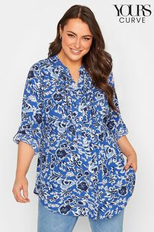 Yours Curve Blue Pintuck Shirt (Q00894) | AED161