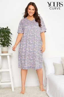 Yours Curve Blue Peplum Skirt Frill Sleeve Nightdress (Q01047) | AED133