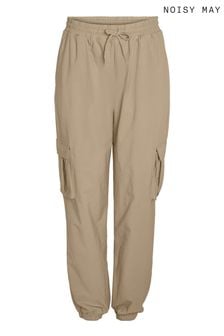 NOISY MAY Cream High Waisted Utility Cargo Trousers (Q01395) | €48 - €50