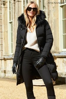 Черный - Стеганое удлиненное пальто Sosandar Luxe (Q02174) | €91