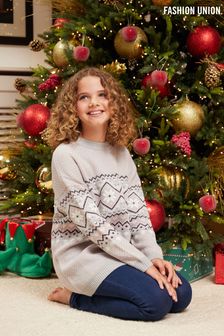 Fashion Union Heart Fair Girls Matching Family Christmas Jumper Dress (Q02603) | 33 €