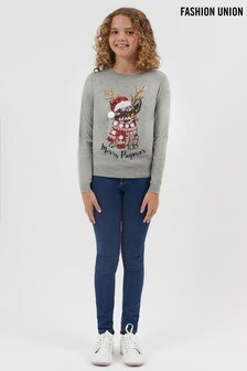 Fashion Union Pugmas Girls Matching Family Christmas Jumper (Q02604) | 27 €