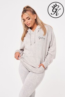 Gym King Grey Tranquil Washed Oversized Graphic Hoodie (Q02672) | ₪ 210