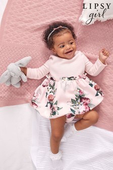 Lipsy Pink Baby Long Sleeve Dress With Matching Knicker (Q02879) | CHF 40