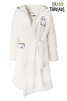 Brand Threads Cream Girls Official Harry Potter Hedwig Supersoft Recycled Polyester Fleece Cream Dressing Gown with 3D letter to pocket Age 7-12 Yea (Q03292) | DKK245