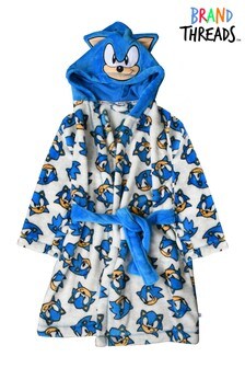 Brand Threads Grey Sonic Fleece Dressing Gown with Hood (Q03302) | €30