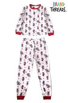Brand Threads Boys Official Disney Mickey Mouse & Friends Family Christmas Divine Fleece Cream Pyjamas Age 4-8 Years