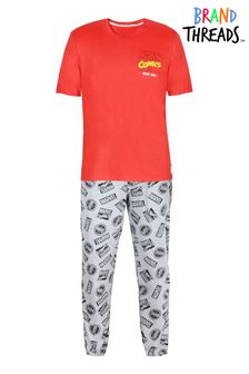 Brand Threads Red Mens Official Marvel Iron Man Organic Cotton & Recycled Polyester Red Pyjamas Sizes XS-XL (Q03313) | ₪ 102